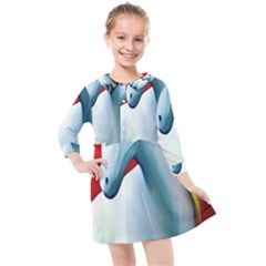 Unicorn Design Kids  Quarter Sleeve Shirt Dress by Trending