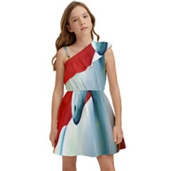 Unicorn Design Kids  One Shoulder Party Dress