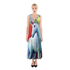 Unicorn Design Sleeveless Maxi Dress by Trending