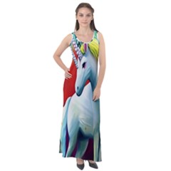 Unicorn Design Sleeveless Velour Maxi Dress by Trending