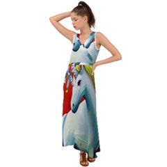 Unicorn Design V-neck Chiffon Maxi Dress by Trending