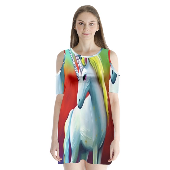 Unicorn design Shoulder Cutout Velvet One Piece