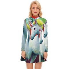 Unicorn Design Long Sleeve Velour Longline Dress