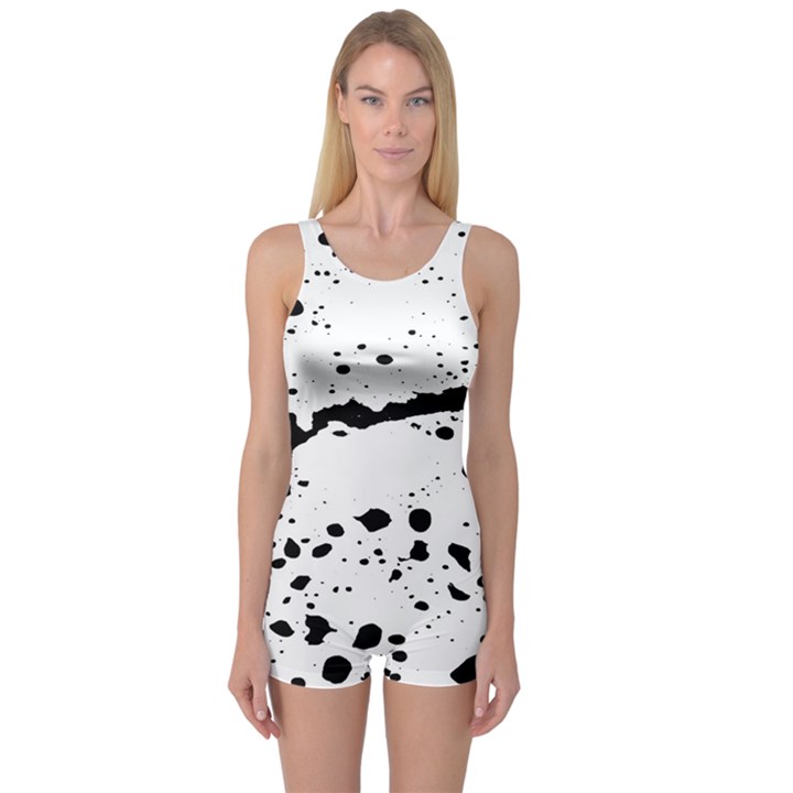 Monochrome Mirage  One Piece Boyleg Swimsuit