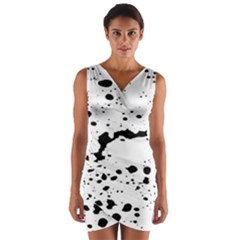 Monochrome Mirage  Wrap Front Bodycon Dress by dflcprintsclothing