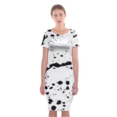 Monochrome Mirage  Classic Short Sleeve Midi Dress by dflcprintsclothing