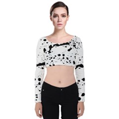 Monochrome Mirage  Velvet Long Sleeve Crop Top by dflcprintsclothing