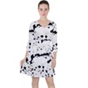 Monochrome Mirage  Quarter Sleeve Ruffle Waist Dress View1