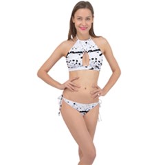 Monochrome Mirage  Cross Front Halter Bikini Set by dflcprintsclothing