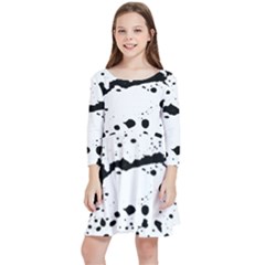 Monochrome Mirage  Kids  Quarter Sleeve Skater Dress by dflcprintsclothing