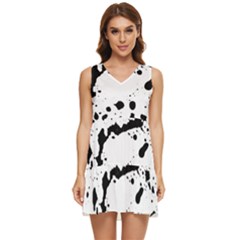 Monochrome Mirage  Tiered Sleeveless Mini Dress by dflcprintsclothing