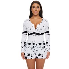 Monochrome Mirage  Long Sleeve Boyleg Swimsuit by dflcprintsclothing