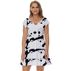 Monochrome Mirage  Short Sleeve Tiered Mini Dress by dflcprintsclothing