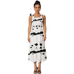 Monochrome Mirage  Tie-strap Tiered Midi Chiffon Dress