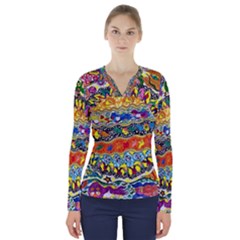 Supersonic Sunblast V-neck Long Sleeve Top by chellerayartisans