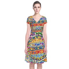 Supersonic Sunblast Short Sleeve Front Wrap Dress by chellerayartisans