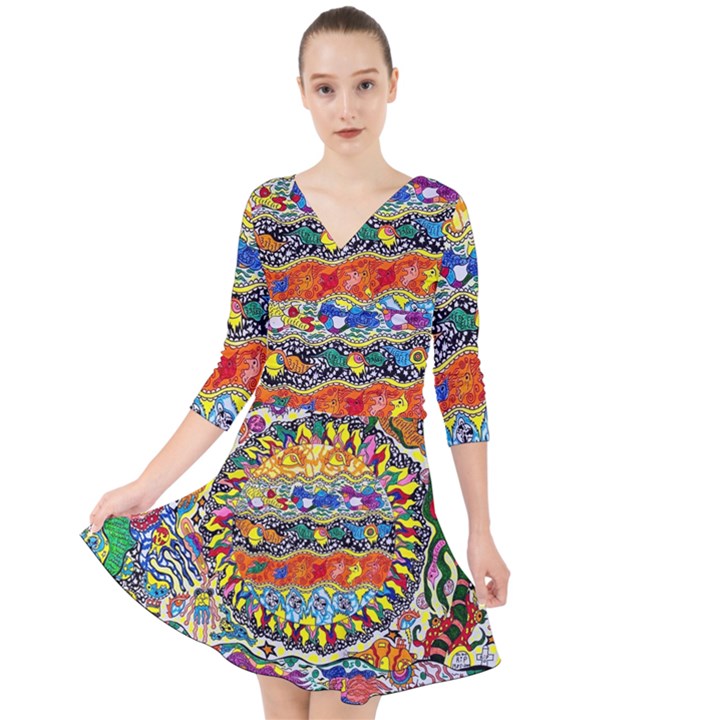 Supersonic Sunblast Quarter Sleeve Front Wrap Dress