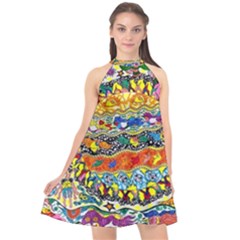 Supersonic Sunblast Halter Neckline Chiffon Dress  by chellerayartisans