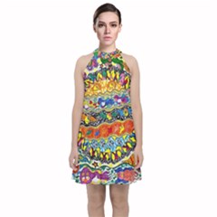 Supersonic Sunblast Velvet Halter Neckline Dress 