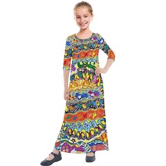 Supersonic Sunblast Kids  Quarter Sleeve Maxi Dress