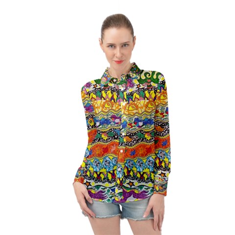 Supersonic Sunblast Long Sleeve Chiffon Shirt by chellerayartisans