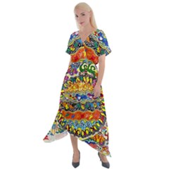 Supersonic Sunblast Cross Front Sharkbite Hem Maxi Dress by chellerayartisans