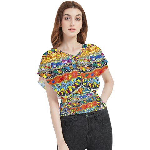 Supersonic Sunblast Butterfly Chiffon Blouse by chellerayartisans