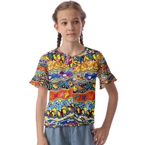 Supersonic Sunblast Kids  Cuff Sleeve Scrunch Bottom Tee by chellerayartisans