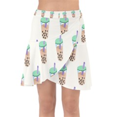 Cute Boba Wrap Front Skirt