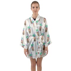 Cute Boba Long Sleeve Satin Kimono by artworkshop