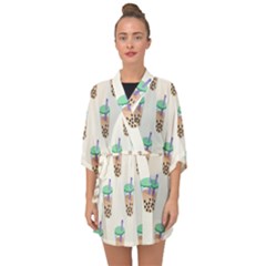 Cute Boba Half Sleeve Chiffon Kimono by artworkshop