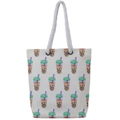 Cute Boba Full Print Rope Handle Tote (small) by artworkshop