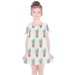 Cute Boba Kids  Simple Cotton Dress by artworkshop