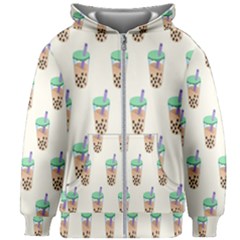 Cute Boba Kids  Zipper Hoodie Without Drawstring by artworkshop