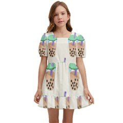 Cute Boba Kids  Short Sleeve Dolly Dress by artworkshop