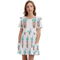 Cute Boba Kids  Frilly Sleeves Pocket Dress by artworkshop