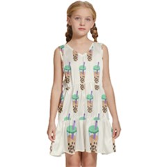 Cute Boba Kids  Sleeveless Tiered Mini Dress by artworkshop