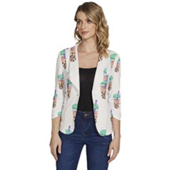 Cute Boba Women s One-button 3/4 Sleeve Short Jacket by artworkshop