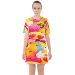 Wallpaper Emoji Sixties Short Sleeve Mini Dress by artworkshop