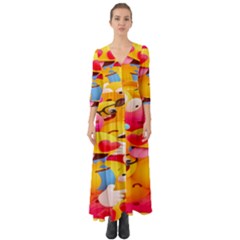 Wallpaper Emoji Button Up Boho Maxi Dress