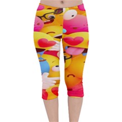 Wallpaper Emoji Velvet Capri Leggings 