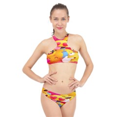 Wallpaper Emoji High Neck Bikini Set