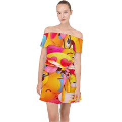 Wallpaper Emoji Off Shoulder Chiffon Dress