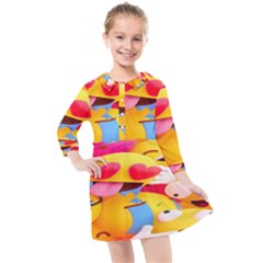 Wallpaper Emoji Kids  Quarter Sleeve Shirt Dress