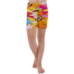 Wallpaper Emoji Kids  Lightweight Velour Capri Yoga Leggings