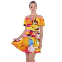 Wallpaper Emoji Off Shoulder Velour Dress by artworkshop