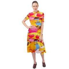 Wallpaper Emoji Keyhole Neckline Chiffon Dress