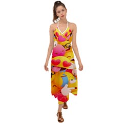 Wallpaper Emoji Halter Tie Back Dress 