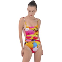 Wallpaper Emoji Tie Strap One Piece Swimsuit