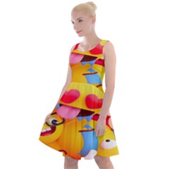 Wallpaper Emoji Knee Length Skater Dress